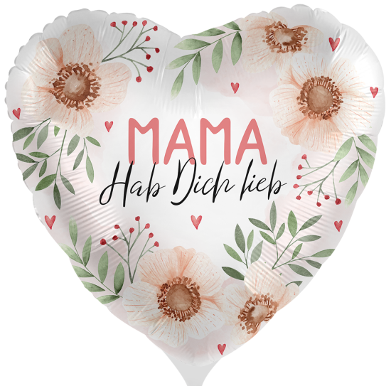 Folienballon - Mama - Hab Dich Lieb - Herz - 43 cm