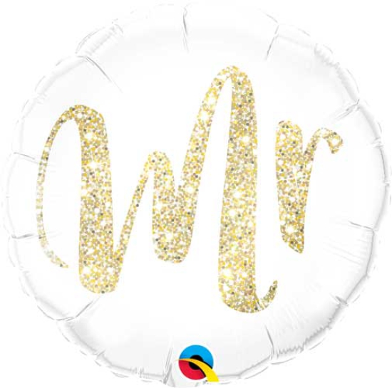 Folienballon -  rund -  "Mr" -  gold -  46 cm