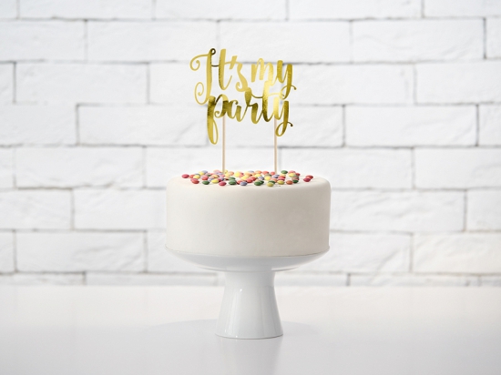 Cake Topper - Kuchendeko - "it´s my party" - gold
