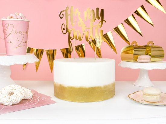 Cake Topper - Kuchendeko - "it´s my party" - gold