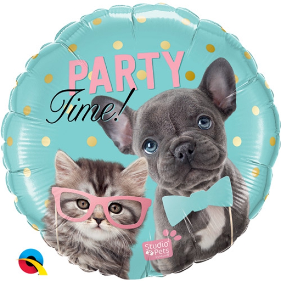 Folienballon - Studio Pets - Party Time - Hund und Katze - 46 cm