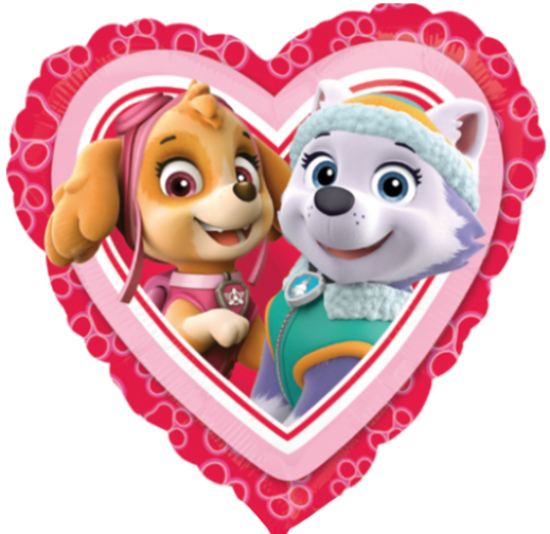 Folienballon -  "Paw Patrol" -  Skye und Everest - Herz - 43 cm