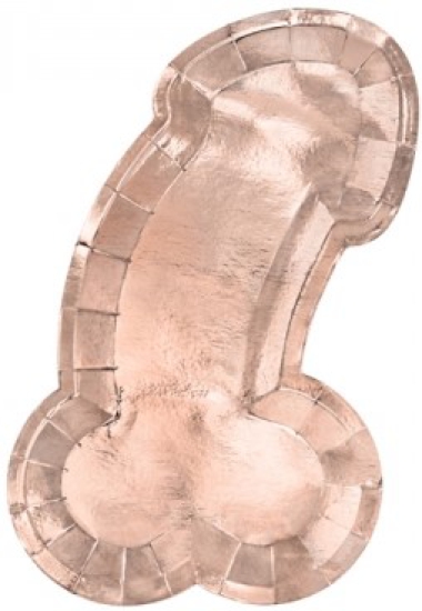 6 - Pappteller - JGA - Penis - roségold - 26,5 x 15,5 cm