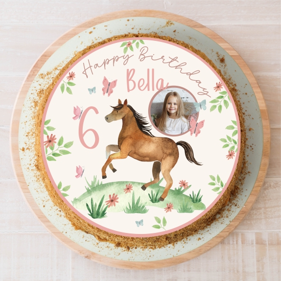 Tortenaufleger Tortenbild mit Foto Zuckerbild süßes Pferde Pony Personalisiert
