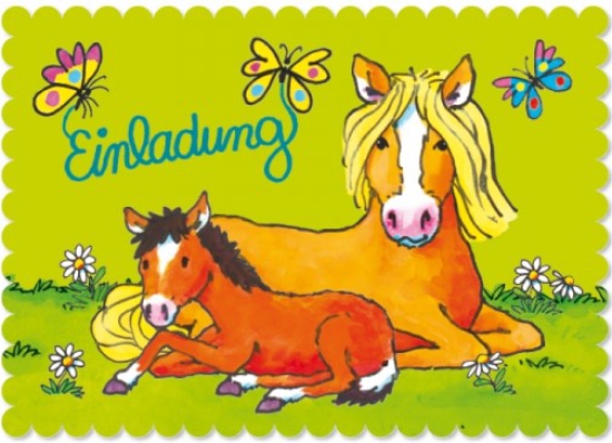 8 Einladungskarten - Lutz Mauder - süße Pferde - inklusive Umschläge - Papier