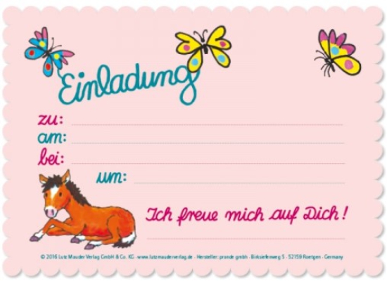 8 Einladungskarten - Lutz Mauder - süße Pferde - inklusive Umschläge - Papier