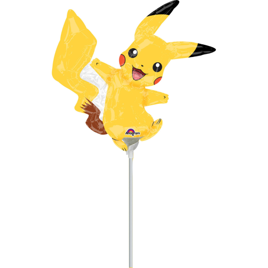 Folienballon am Stab - luftgefüllt - Pokémon - Pikachu - 30 x 30 cm