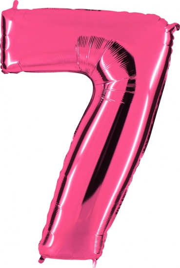 Folienballon Riesenzahl "7", pink, 102 cm