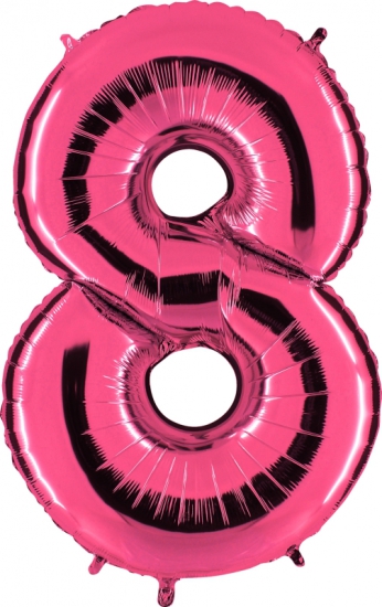 Folienballon Riesenzahl "8", pink, 102 cm