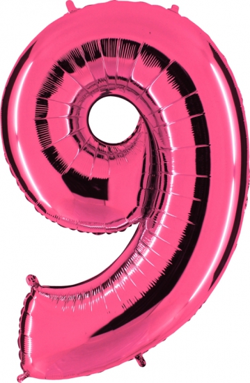 Folienballon Riesenzahl "9", pink, 102 cm