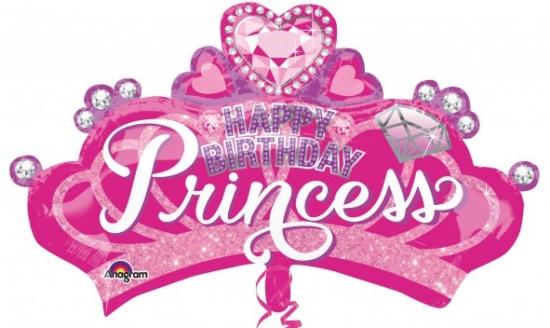 XL Folienballon Happy Birthday Princess "Krone" 81 x 48 cm
