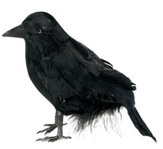 Halloween - Tischdeko - schwarzer Raabe mit Federn - 10,1 cm