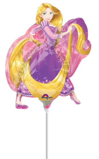 Folienballon am Stab - luftgefüllt - Disney - Princess - Rapunzel - 22 x 27 cm