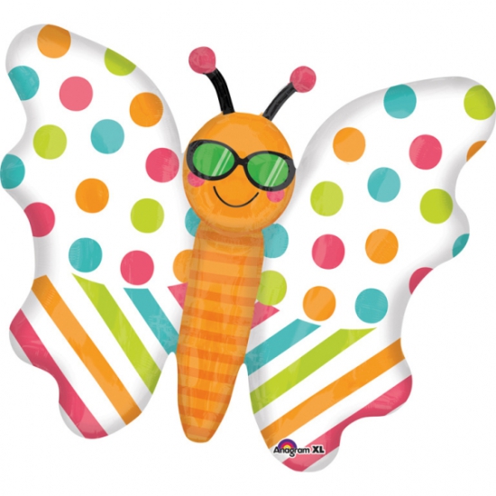XL Folienballon - "Cooler Schmetterling mit Sonnenbrille" - 76 x 60 cm