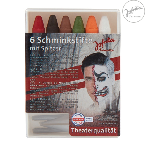 Jofrika - 6 Schminkstifte inklusive Spitzer - Theaterqualität