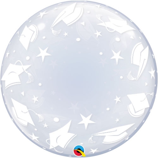 XL Ballon - Bubble - transparent - Schulabschluss - Doktorandenhut - Bachelor - 61 cm