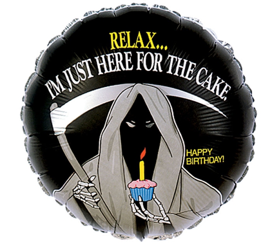 Folienballon - Happy Birthday "Sensenmann - Relax I´m just here for the cake" - 46 cm