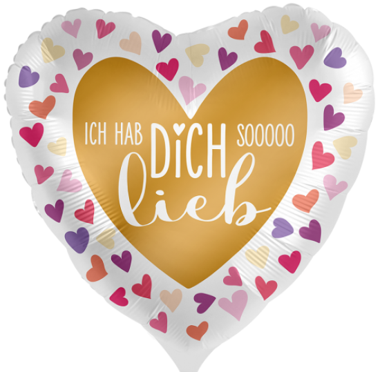 Folienballon Herz - "Ich hab dich sooooo lieb" - Herz - 43 cm