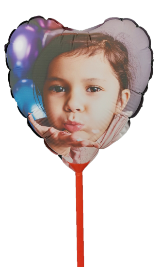 Fotoballon am Stab - luftgefüllt - Herz - Ø 28 cm