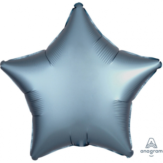 Folienballon - Stern - Stahlblau - satin - 43 cm