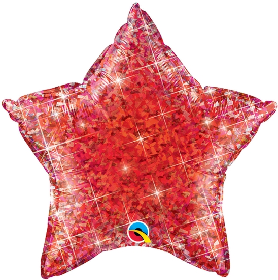 Folienballon - Stern - rot - holografisch - glitzernd - 50 cm