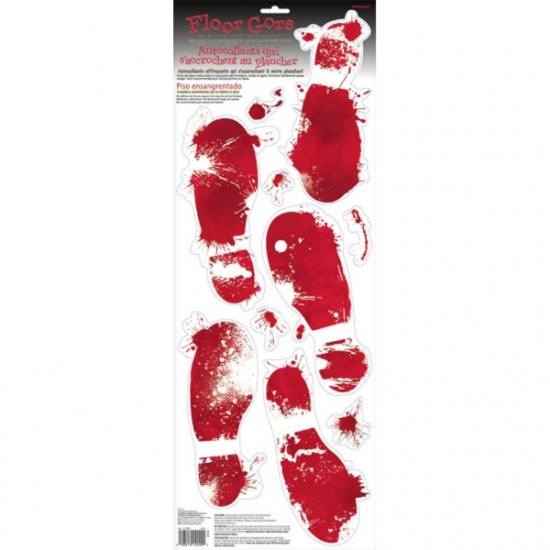 8 Halloween - Wand - Fenster - Aufkleber - Sticker - blutige Fußspuren