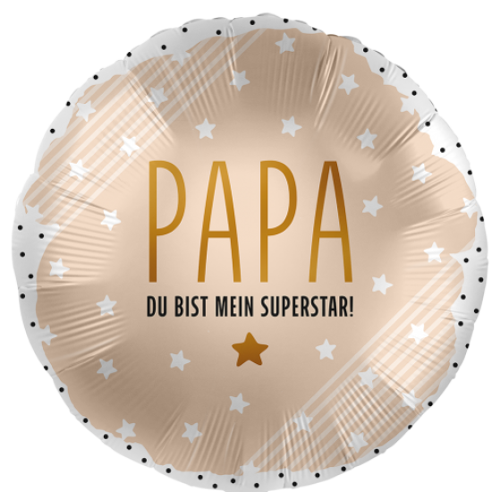 Folienballon - Papa mein Superstar - rund - satin - 43 cm