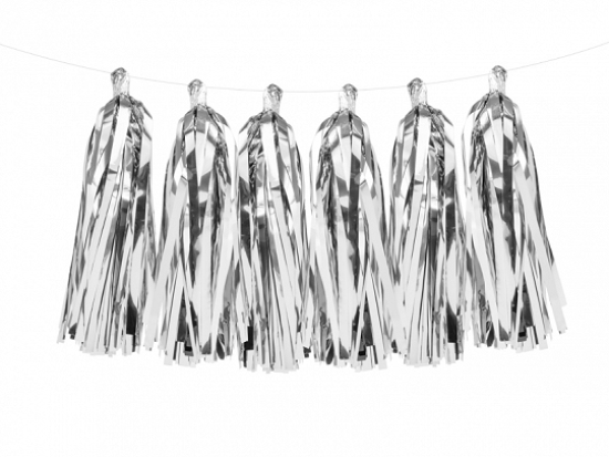 Tassel-Girlande - silber - metallic - 200 cm