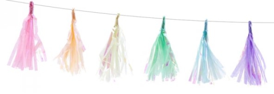 Tassel-Girlande - Pastell - irisierend - bunt - 120 cm