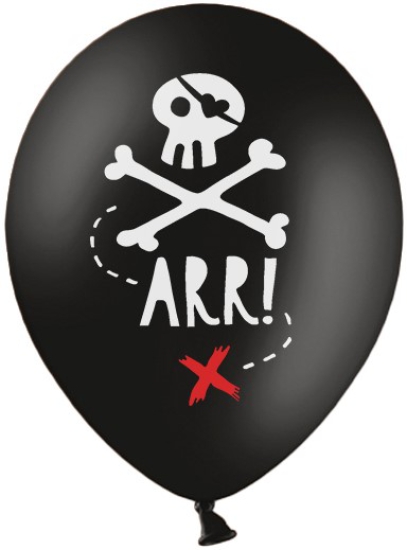 Latexballon - "ARR" Pirat - Totenschädel - schwarz - weiß - 30 cm