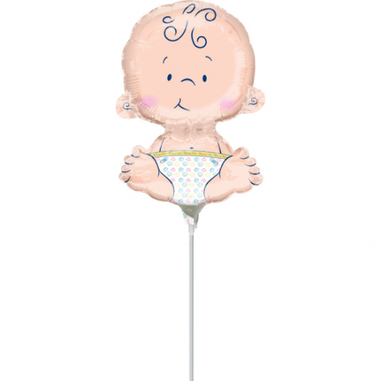 Folienballon am Stab - luftgefüllt - Welcome BABY  - 24 x 35 cm