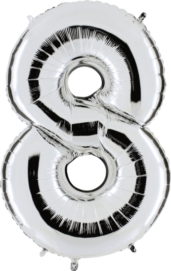 Folienballon Riesenzahl "8", silber, 102 cm