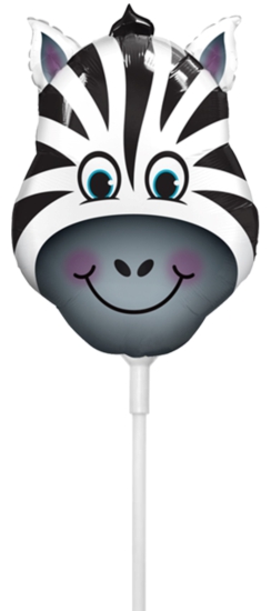 Folienballon am Stab - luftgefüllt - Zany Zebra - 36 cm