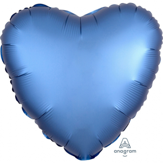 Folienballon - Herz - azurblau - satin - 43 cm