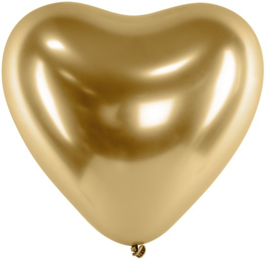 Latexballon - Herz - Chrome - glänzend - gold - Ø 30 cm