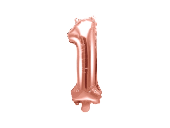 Folienballon - "1" - roségold - metallic - 35 cm