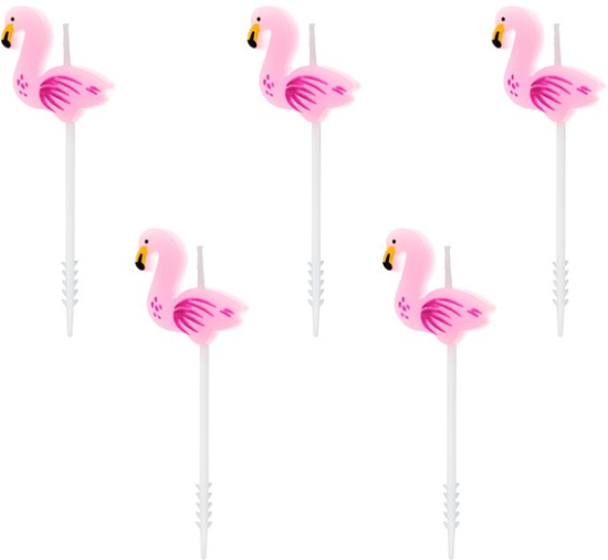 5 Kerzen - Tortenkerzen - Flamingo
