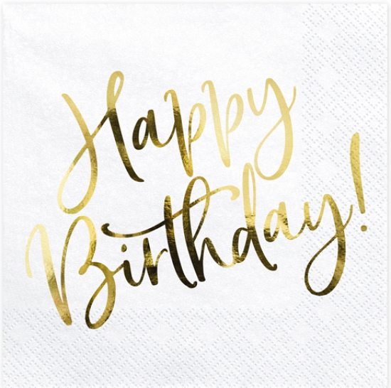 20 Servietten - Happy Birthday - goldener Geburtstag - 33 x 33 cm