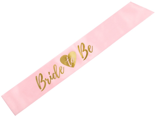 Satin-Schärpe "Bride to Be" - rosa/gold - 75 cm