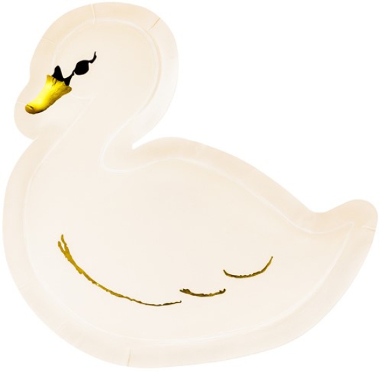 6 - Pappteller - Formteller - liebevoller Schwan - 23,5 x 22,5 cm