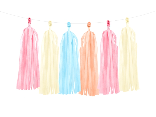 Tassel-Girlande - Pastell - bunt - 200 cm