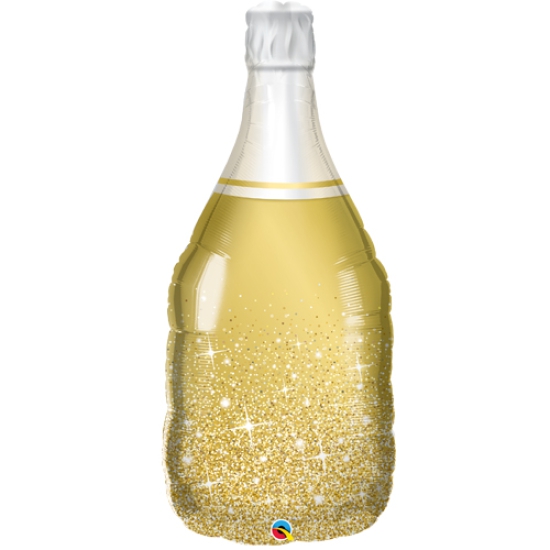 XL Folienballon - Champagnerflasche - gold - glitzernd - 99 cm