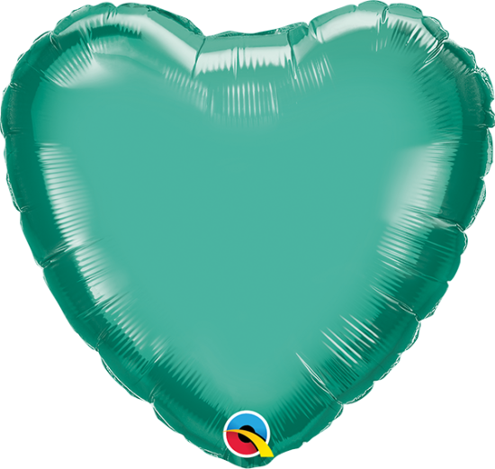 Folienballon - Herz - Chrome - grün - 46 cm
