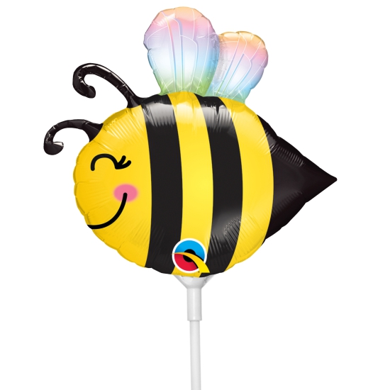 Folienballon am Stab - luftgefüllt - Biene - 36 cm