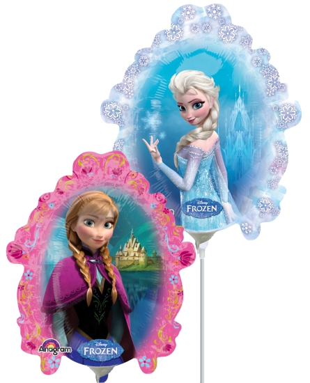 Folienballon am Stab - luftgefüllt - Disney - Frozen - Die Eiskönigin - Anna - Elsa