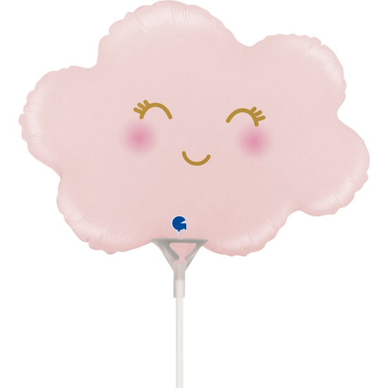 Folienballon am Stab - luftgefüllt - Geburt - süße rosa Wolke - 36 cm