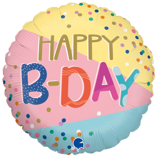 Folienballon - Happy Birthday - Happy B-Day - Funky Dots - 46 cm