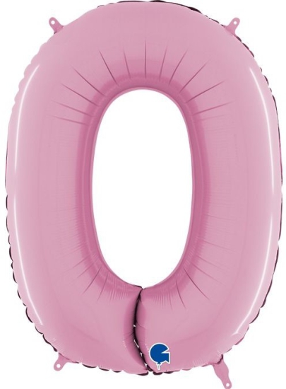Folienballon - Riesenzahl - "0" - rosa - pastell - 102 cm