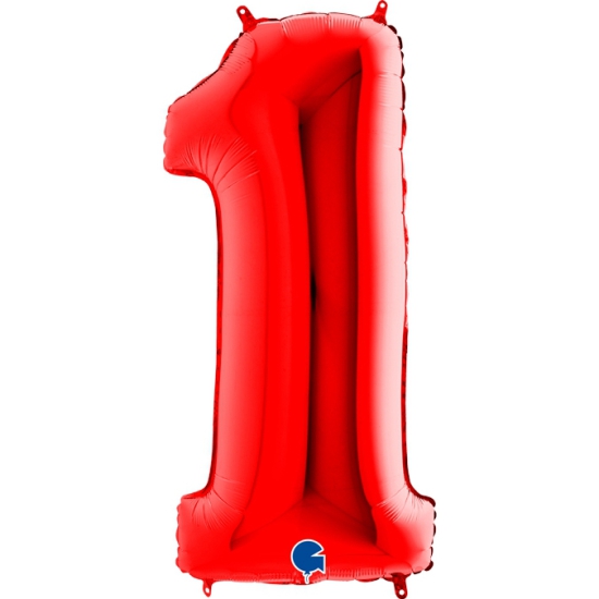 Folienballon Riesenzahl - 1 - Rot -  102 cm