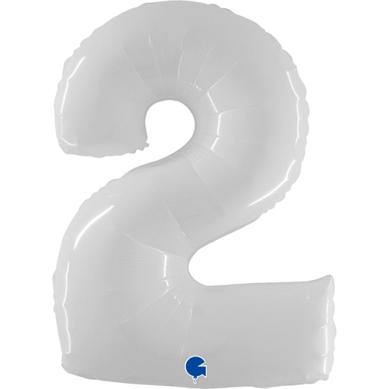 Folienballon Riesenzahl 2 - Weiß -  102 cm